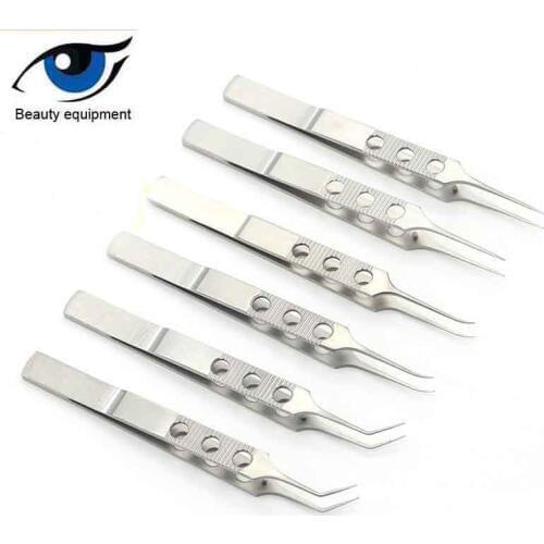 11CM Micros Stainless steel dovetailed straight/curved head tweezers platforms tweezers Ophthalmic forceps