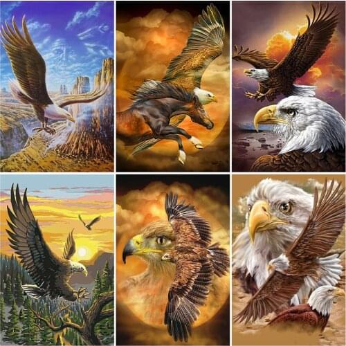 AZQSD Coloring By Numbers Animal DIY Unframe Acrylic Paint Home Decor For Adult Oil Painting By Numbers Eagle Handpainted Gift