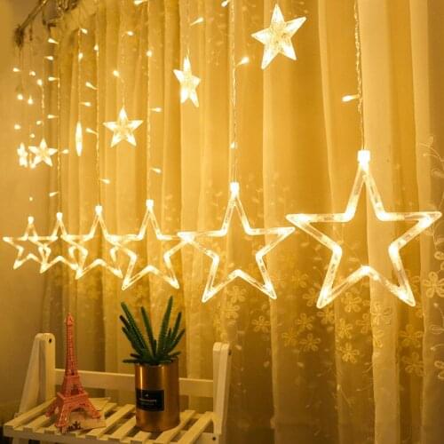 Elk Snowflake Star Fairy Lights String Light LED Christmas Decor for Home Garland Christmas Tree Decor Ornament Navidad New Year