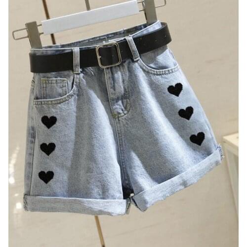 Denim shorts womens high waist slimming summer new Korean version of loose wide-leg pants student curling hot pants trend 2021