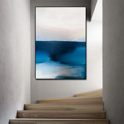 Blue and White Modern Style Home Decoration Abstract Paintings Poster and Prints Canvas Art Wall Picture For Living room