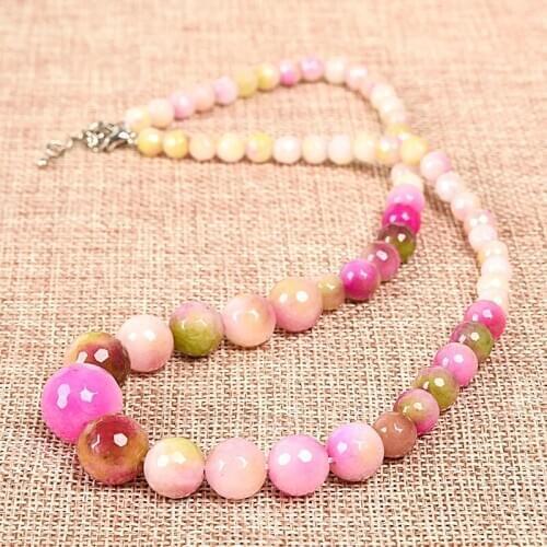 Focus on light pink candy transparent gem Double color and There are beads large and small Jasper necklace, slowly girl heart
