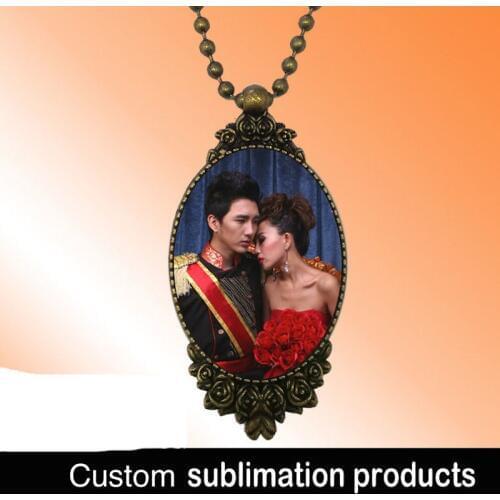 Sublimation blank consumables plain thermal transfer printing personality DIY metal necklace pendant 50pieces/lot