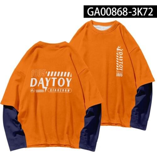 Couple Fashion Casual O-Neck Fake Two Pieces Sweatshirt Men‘s Spring Hip Hop Streetwear Long Sleeve T-shirt Pullover Tops 4XL