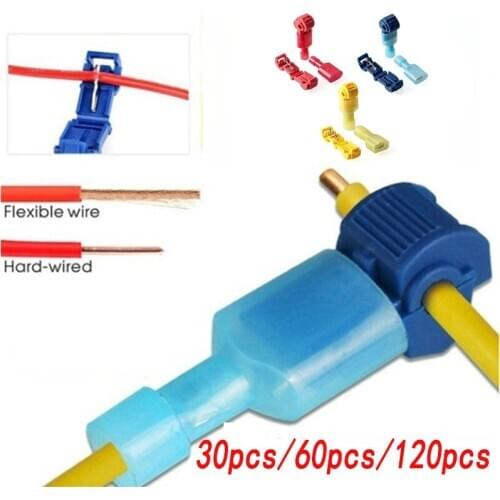 T-Tap Wire Connectors Self-Stripping Quick Splice Electrical Wire Terminals Insulated Male Quick Disconnect Spade Terminals