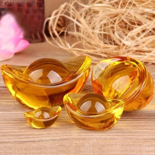 Citrine ingot Gold Ingot Chinese Feng Shui Mascot Money LUCKY Fortune Wealth home decor accessories Transparent Ingots Gifts