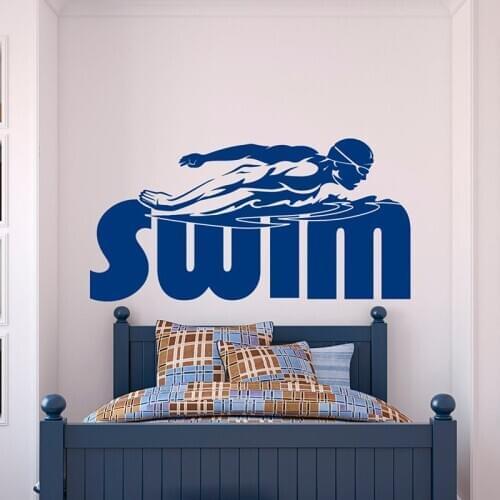 Swimming Wall Vinyl Sticker Sports Swim Art Decal Swimmig Pool Swimmer Gifts Boys Room Home Decor Murals Z398