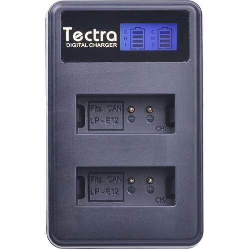 Tectra LP-E12 LP E12 LCD USB Dual Charger for Canon EOS M EOS 100D EOS Kiss X7 EOS Rebel SL1 camera battery charger