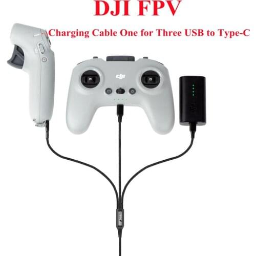 DJI FPV One-to-Three USB to TYPE-C Nylon Charging Cable One-line Three-use Charger Accessories