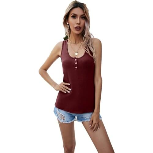 Ladies Boutique Clothing Summer 2021 New Casual Solid Color Buttoned Knitted Vest Womens Campus Youth Half Cardigan Loose Tops