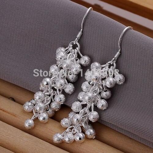 KN-E007 Wholesale 925 free shipping silver earrings for woman ladies 925 fashion jewelry Polished Purple Bean Earrings