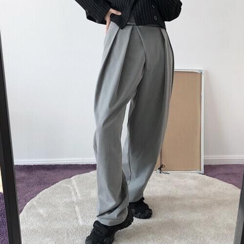 Autumn Winter High Waist Pants Women Adjustable Waist Thick Loose Wide Leg Pants Trousers High Street