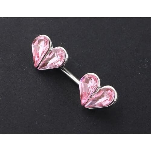 1 Piece Romantic Heart Shaped Water Drop Crystal Barbell Nipple Ring Stainless Steel Women Fashion Body Piercing Jewelry