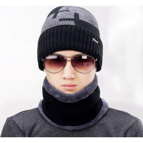 Winter Hat Men Beanie Hat Beanies Gorros Winter Hat Solid Faux Fur Hat And Scarf For Men Skullies Beanies Chapeu Masculino