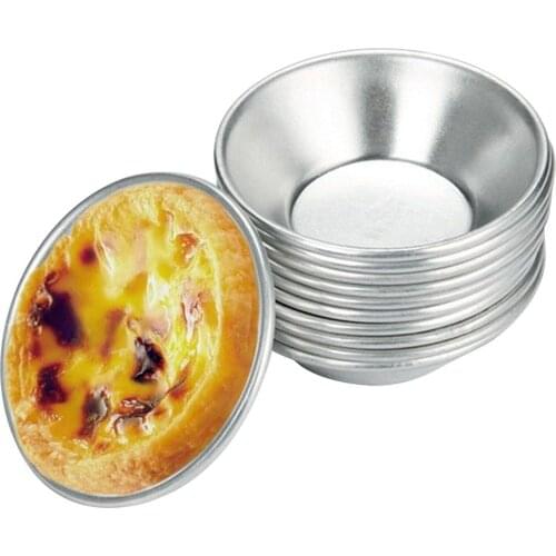 10pcs/lot Egg Tarts Mold Round Aluminum Alloy Mould for Steamed Cupcake Rice Cakes Tartlets Small Baking Tools