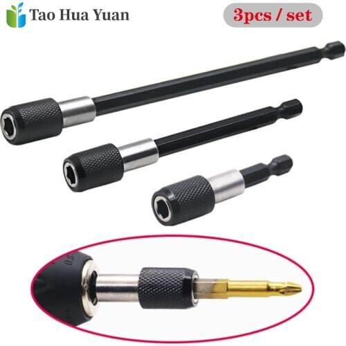 3pcs/set 60/100/150mm 1/4 Inch Hex Shank Quick Release Screwdriver Bit Holder Extension Bar Power Tools Accessories AA