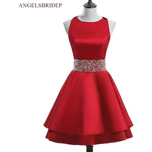 Angelsbridep Sexy High-Neck Short/Mini Homecoming Dresses 2021 Celebrity Satin Special Occasion Graduation Dresses Party Gowns
