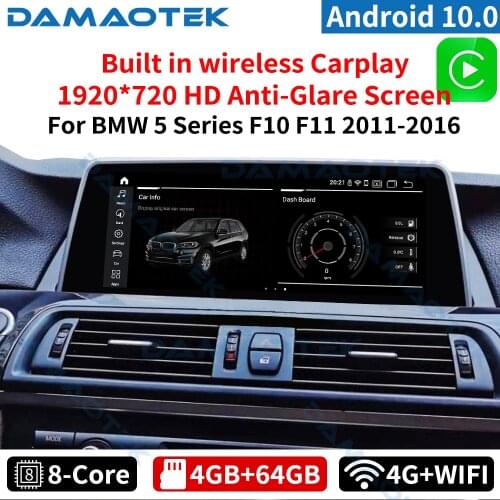 DamaoTek Android 10.0 10.25 inch car multimedia tablet For BMW 5 Series F10 F11 2011-2016 car audio system carplay screen