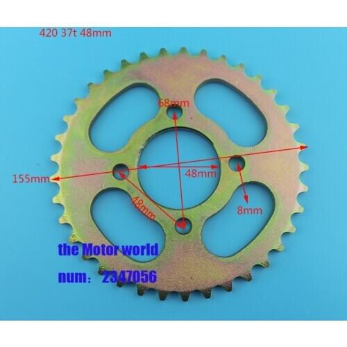 Free shipping Rear Sprocket 420 37T 48mm 37 Tooth Chain For Chinese ATV Quad Pit Dirt Bike Motorcycle Motor Moped