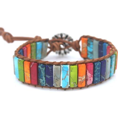 Boho Wrap Bracelet For Women Leather Rope With Stone Beaded Fancy Bracelet Handmade Wholesale