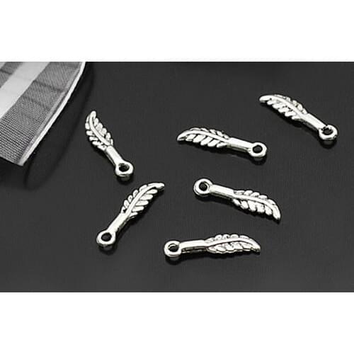 C060)100 pieces 16x4.5mm Antique Silver Zinc Alloy Small Feather Charms Pendants Diy Jewelry Findings Accessories Wholesale