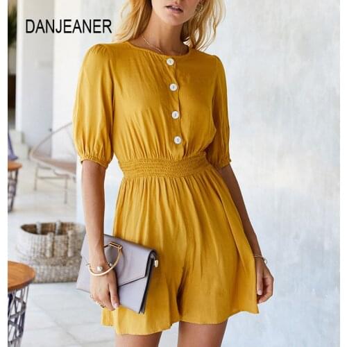 Женские однотонные комбинезоны DANJEANER China At AliExpress