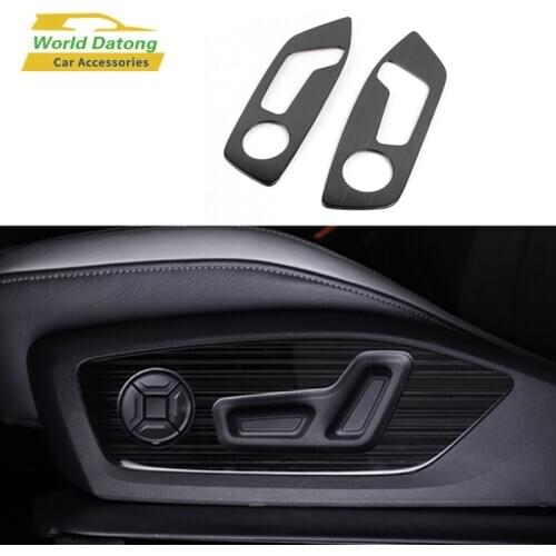 For Audi Q3 (F3) 2019 2020 Interior Seat Side Adjustment Button Frame Cover Stainless Steel Decoration Brushed Trim 2pcs