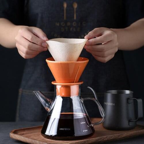 Pour Over Coffee Drip V60 Coffee Filter Household Hand Flushing Pot Sharing pot Coffee Appliance Borosilicate Glass Coffee Pot