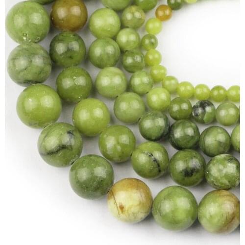 HGKLBB Natural Green Jades Stone Round Loose Spacer Beads For Jewelry Making Handmade DIY Bracelets Necklace 4/6/8/10/12mm 15