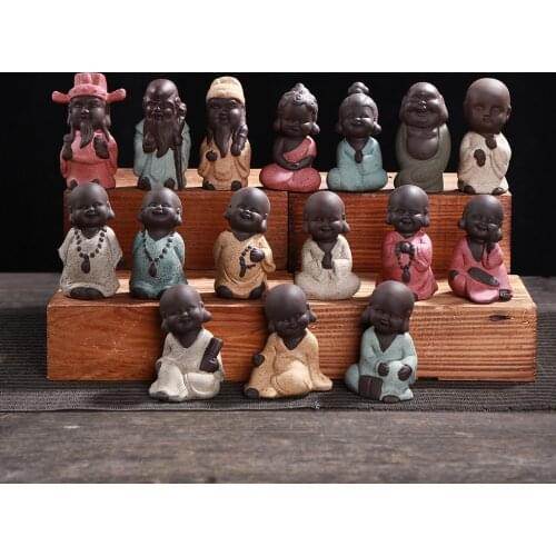 MagiDeal Purple Sand Little Monk Buddha Tea Pet Figurine Statue Ornament #10