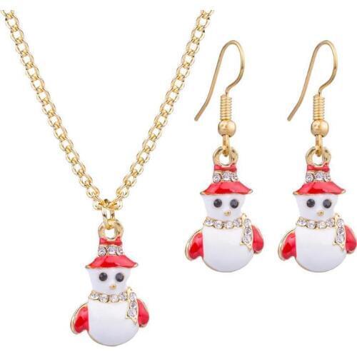 MISANANRYNE Snowman Shape Jewelry Sets For Women Decoration Enamel Necklace Earrings Costume Jewelry Sets Ladies Christmas Gifts