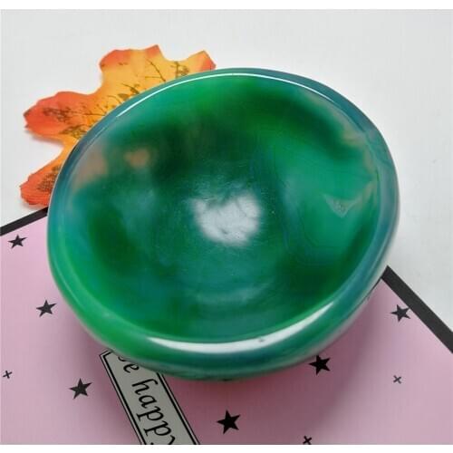 Natural Agate Ashtray Gemstone Bowl Dyed Chalcedony Irregular Smooth Polished Hand Carved Stone Bowl For Jewlry Home Decor 1 pc