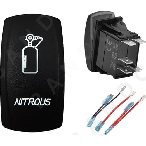 NITROUS Rocker Switch 5P ON-OFF SPST White Led Lights Toggle Switch for Car Boat Carling RV SUV Van，Jumper Wires，Auto Accessory