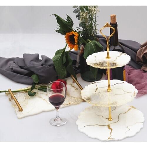 Irregular Three-tier Fruit Plate Cup Mat Epoxy Resin Coaster Plate Mould Dried Flower Silicone Molds Handmade DIY Resin Jewelry