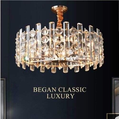 Newly LED Chandelier for living Room Modern Luxury Crystal Chandeliers Lighting D50cm H65cm De Polished Steel Design Indoor Lamp