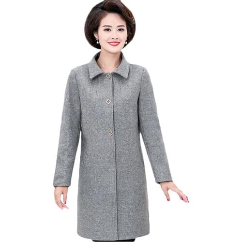 New Spring Autumn Wool Coat Jacket Women Slim Woolen Long Cashmere Coats Jackets Elegant Blend Plus size Overcoat 3XL 4XL F1288