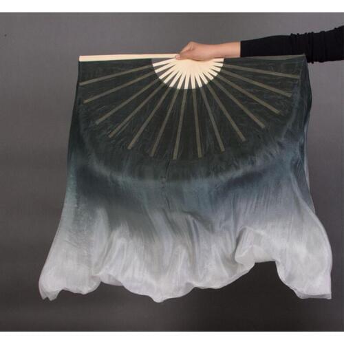 Wholesale 76cm Belly Dance Silk Fan Veils 100% Real Silk China Folding Fan Stage Show Props Gradient Color Free Shipping