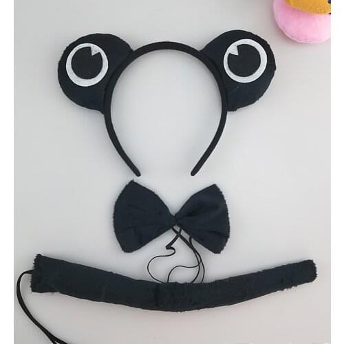Animal Black Frog Tadpole Headband Tail Tie Kids Adult Boy Girl Cosplay Headwear Birthday Costume Party Halloween Christmas
