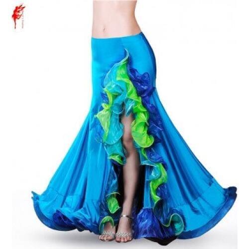 Professional skirt girls belly dance clothes senior women belly dance spandex split belly dance dress lady dance clothing