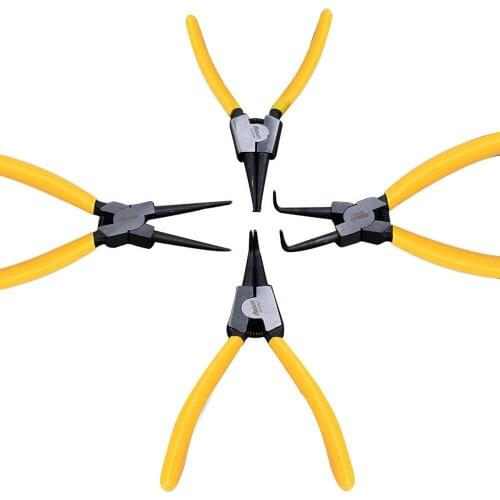 7 Inch Circlip Pliers Internal External Curved Straight Tip Circlip Snap Ring Plier Bike Remover Locking Portable Hand Tools