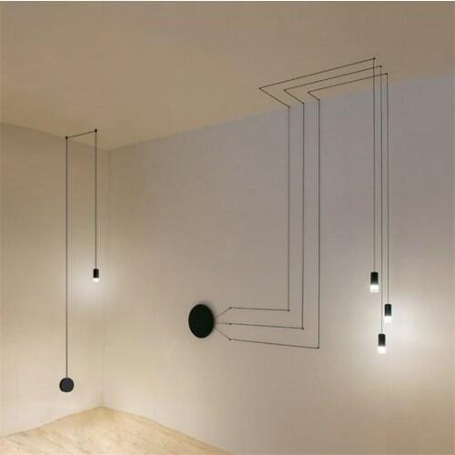 Nordic DIY LED Line Pendant Lights Designer Geometry Modern Living Room Bedroom Bedsides Bingo Lighting Restaurant Hanging Lamps