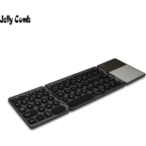 Jelly Comb Bluetooth 3.0 Folding Keyboard Round Key Cap Three Fold Keyboard Portable Wireless Keyboard With Touchpad