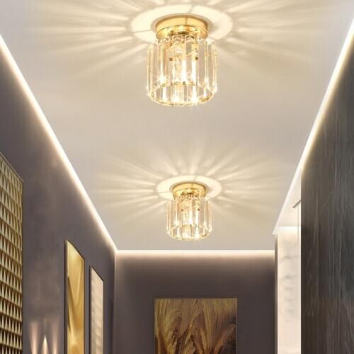 Modern LED Crystal Chandeliers Ceiling Lights Round Square Chandelier Ceiling Aisle Light E14 Living Room Lights