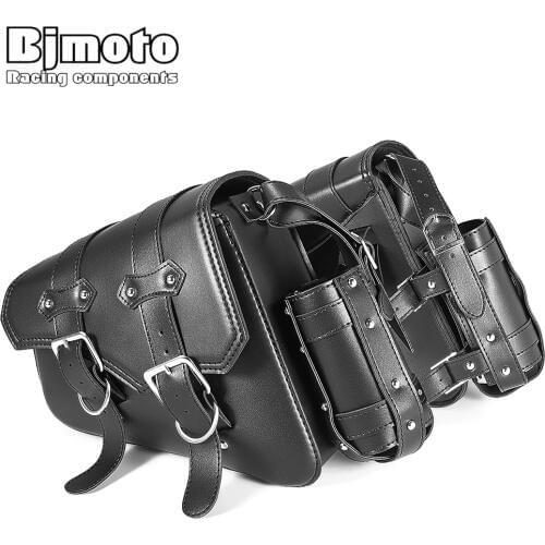 Universal Motorcycle Saddlebags With Water Cup Bag Side Storage Tool Pouch Saddle Luggage Bags for Harley Sportster Iron 883