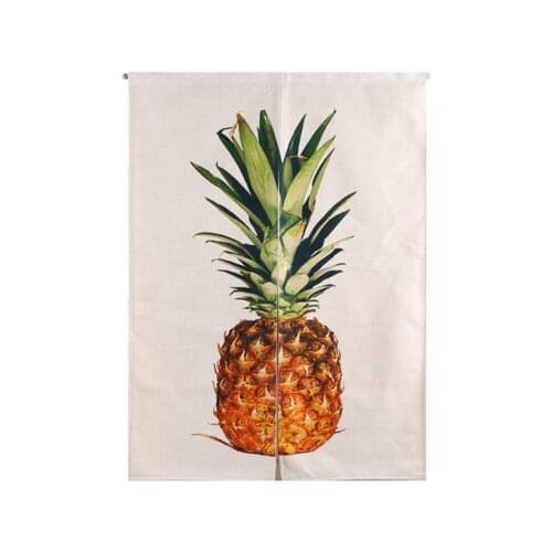 Vintage Pineapple Cactus Tropical Kitchen Curtain Red Yellow Japanese Beach Linen Noren Tapestry Home Decor Short Long Plants