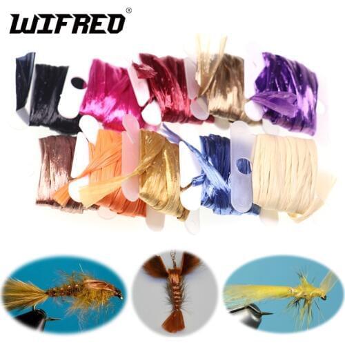 Wifreo 10PCS Fly Tying Swiss Straw Raffene Nymph Back Body Wing Case Beetle Fly Tying Material Copper Brown Beige Orange