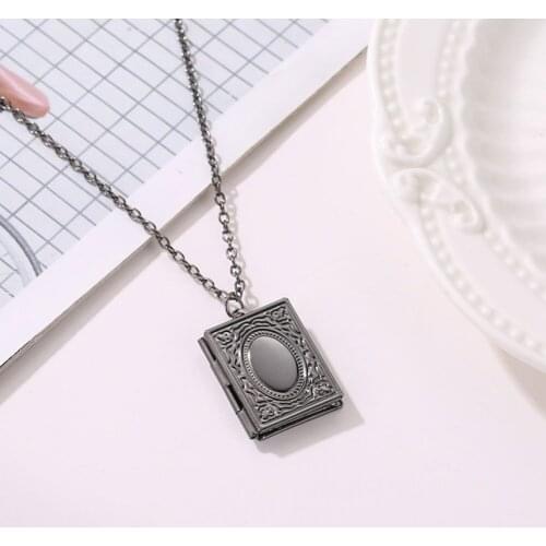 Religion Women Necklace Gold Color Openable Magic Book Pendant Necklaces for Teacher Girlfriend Friendship Gift Jewelry