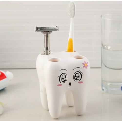 1 Pcs Teeth Style Toothbrush Rack Multi-Function Tooth Modeling Container Toothbrush Holder Bathroom Accessories