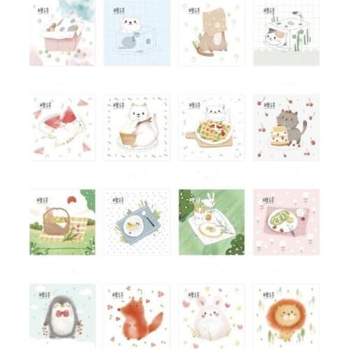 1pack 65*100MM Cat Memo Pads Poetry Pastoral Fun Self-Adhesive Decoration Sticker diy 30page