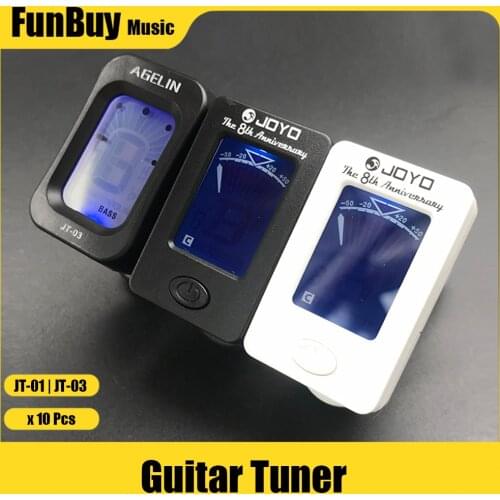 10pcs JOYO JT-01 Mini Digital LCD Clip-on Tuner for Guitar Bass Violin Ukulele C Ukulele D 360degree Rotatable Sensitive
